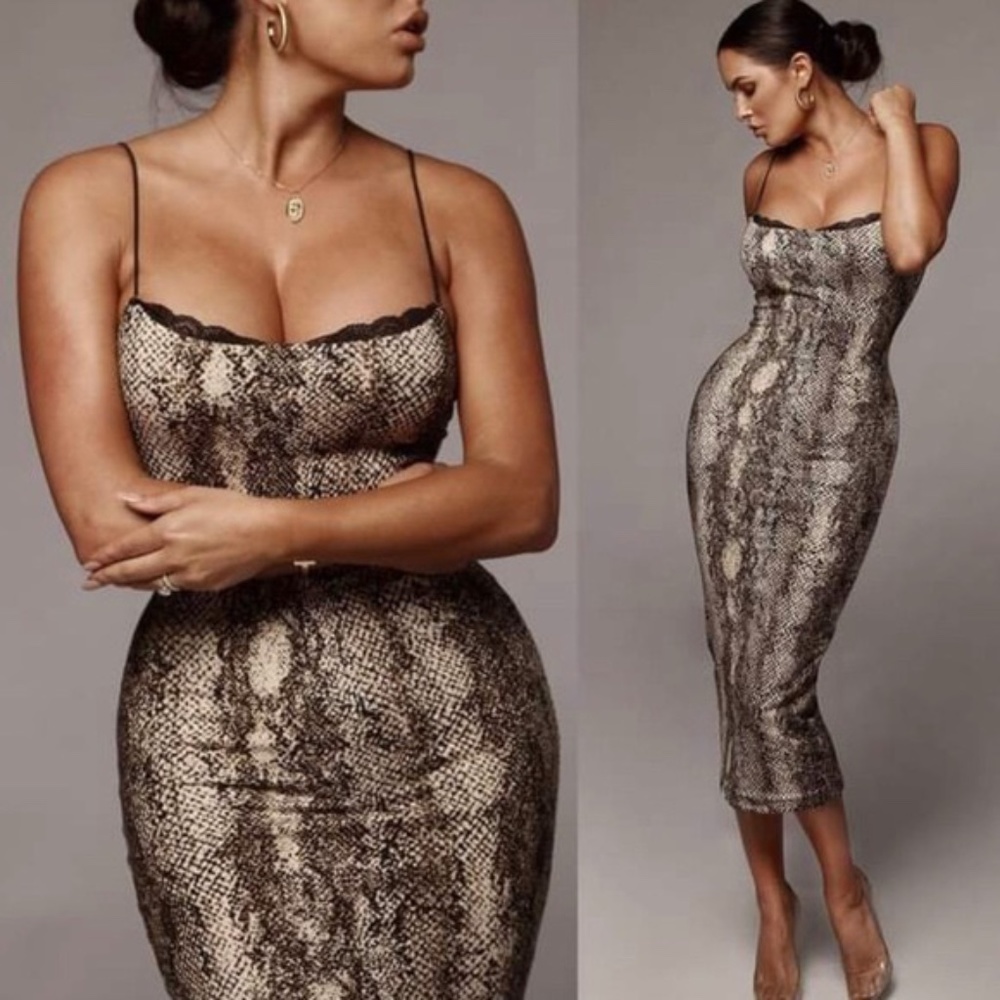 JLUXLABEL Snakeskin Print Dress